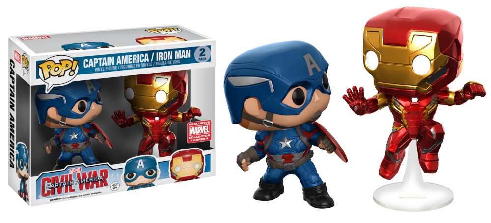Civil War Captain America - Captain America vs Iron Man Marvel Collector Crops Exclusive 2 Pack Pop! Vinyl