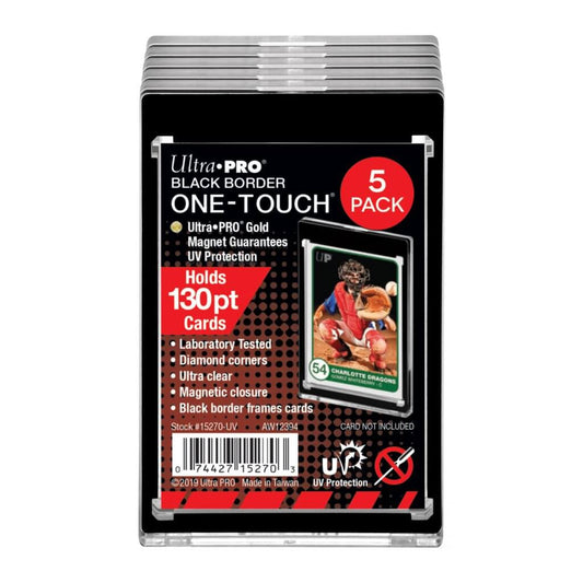 ULTRA PRO ONE TOUCH - 130PT UV Black Border w/Magnetic Closure 5 PACK