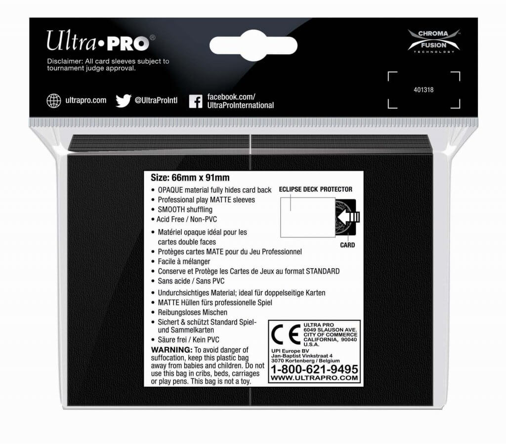 ULTRA PRO Deck Protector Standard - Matte 100ct Black ECLIPSE