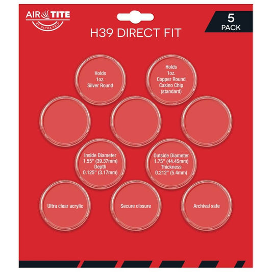 ULTRA PRO Coin Capsules - Air-Tite H39 Direct Fit Holder 5-Pack