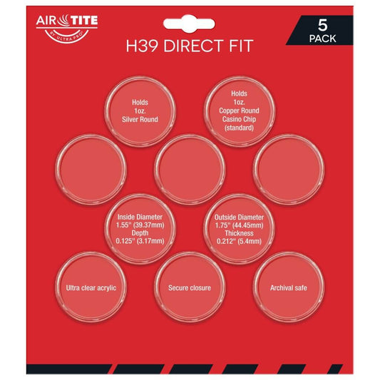 ULTRA PRO Coin Capsules - Air-Tite H39 Direct Fit Holder 5-Pack