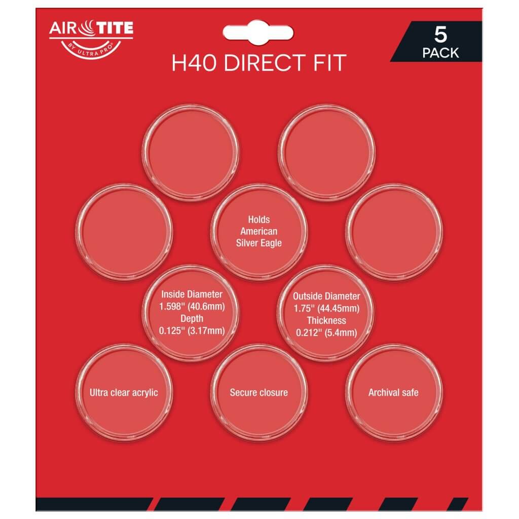ULTRA PRO Coin Capsules- Air-Tite H40 Direct Fit Holder 5-Pack