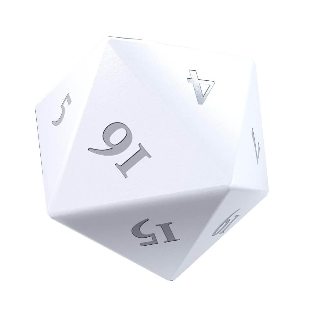ULTRA PRO Gaming Accessories - Vivid Heavy Metal D20 Dice -White