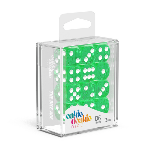 Oakie Doakie Dice D6 16 mm Speckled - Green (12) - Ozzie Collectables