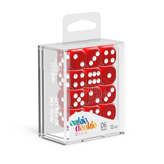 Oakie Doakie Dice D6 16 mm Solid - Red (12) - Ozzie Collectables
