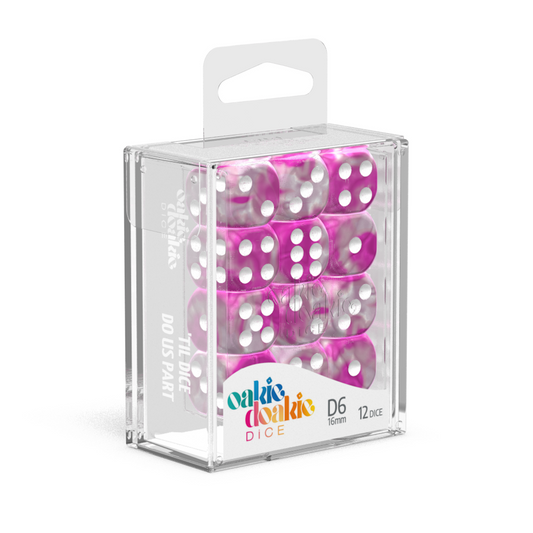 Oakie Doakie Dice D6 16 mm GemiDice - Magnolia (12) - Ozzie Collectables