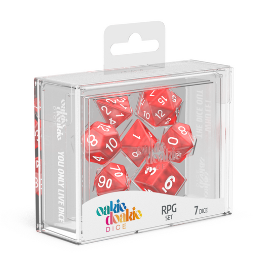 Oakie Doakie Dice RPG Set Marble - Red (7) - Ozzie Collectables
