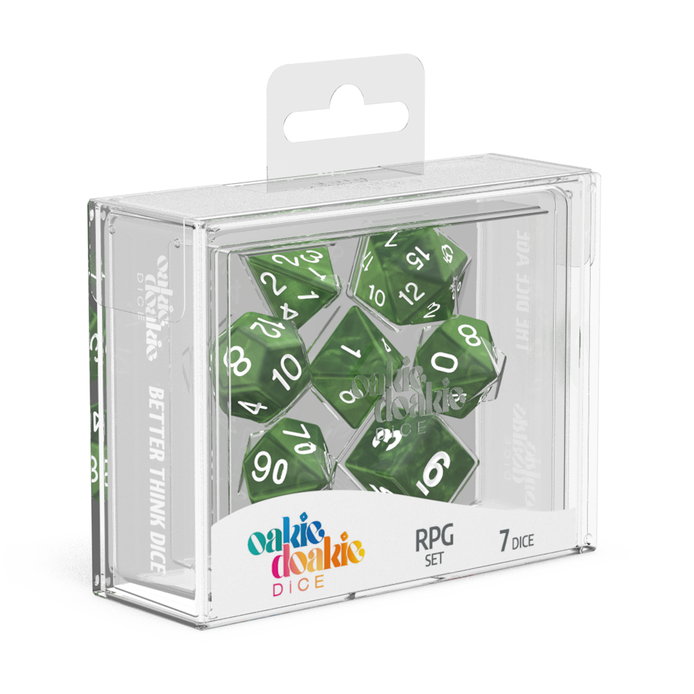 Oakie Doakie Dice RPG Set Marble - Green (7) - Ozzie Collectables