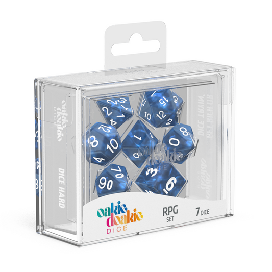 Oakie Doakie Dice RPG Set Marble - Blue (7) - Ozzie Collectables