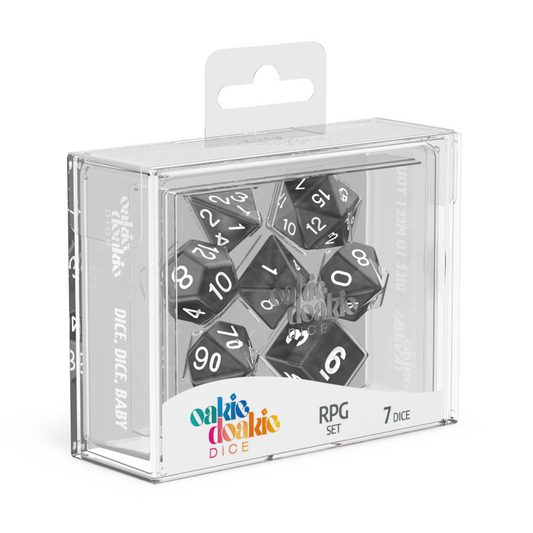 Oakie Doakie Dice RPG Set Marble - Black (7) - Ozzie Collectables