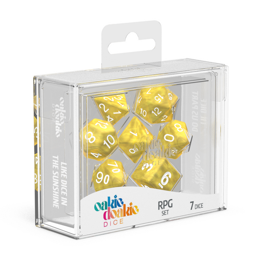 Oakie Doakie Dice RPG Set Marble - Yellow (7) - Ozzie Collectables