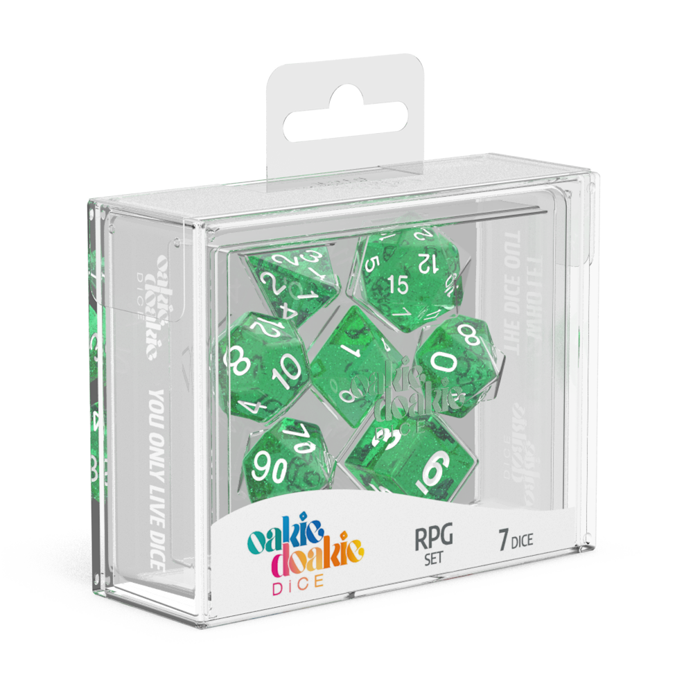 Oakie Doakie Dice RPG Set Speckled - Green (7) - Ozzie Collectables