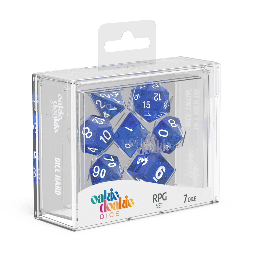 Oakie Doakie Dice RPG Set Speckled - Blue (7) - Ozzie Collectables