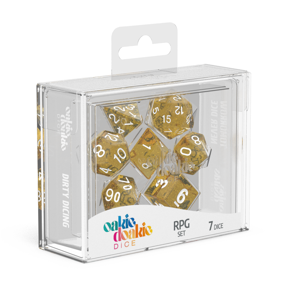 Oakie Doakie Dice RPG Set Speckled - Orange (7) - Ozzie Collectables