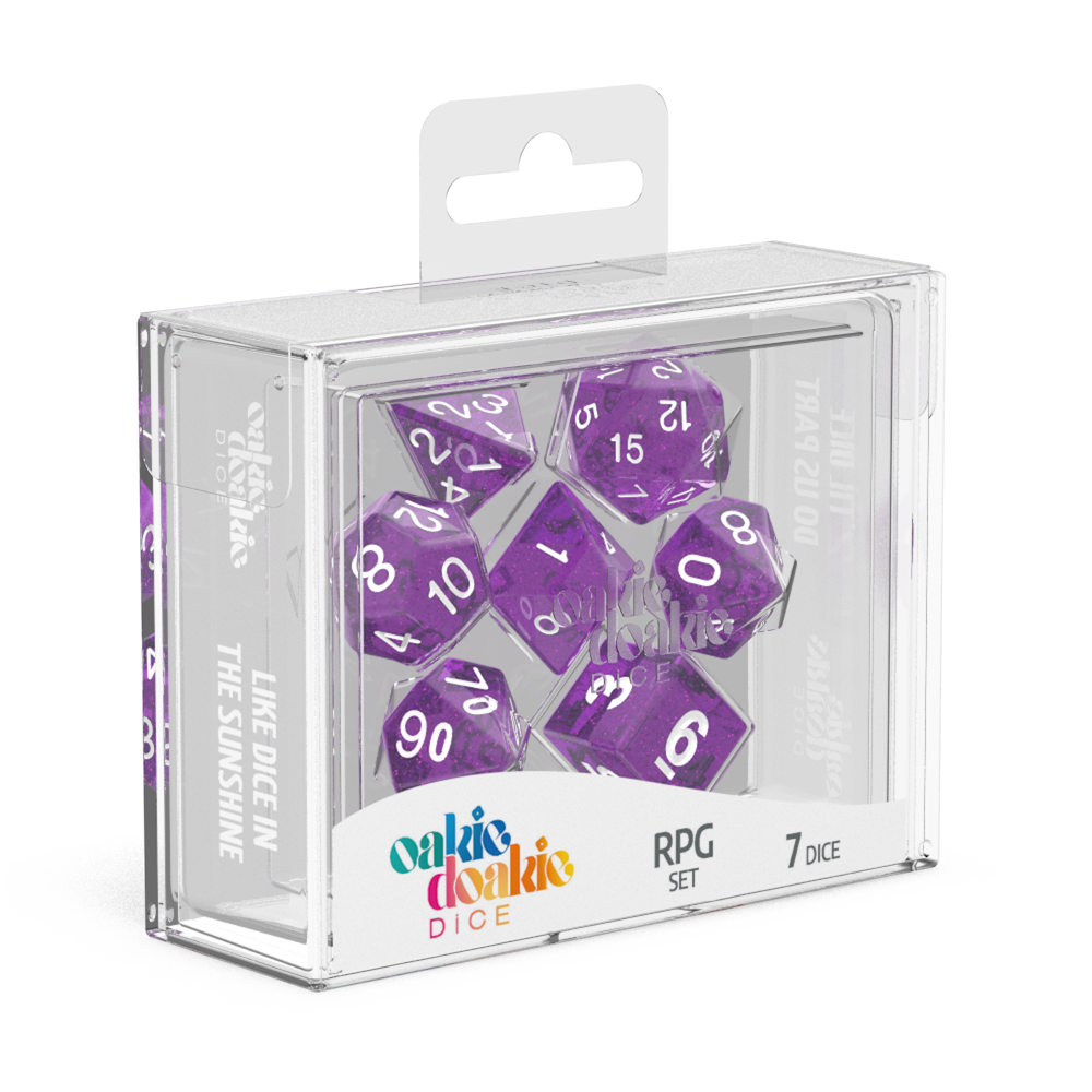 Oakie Doakie Dice RPG Set Speckled - Purple (7) - Ozzie Collectables