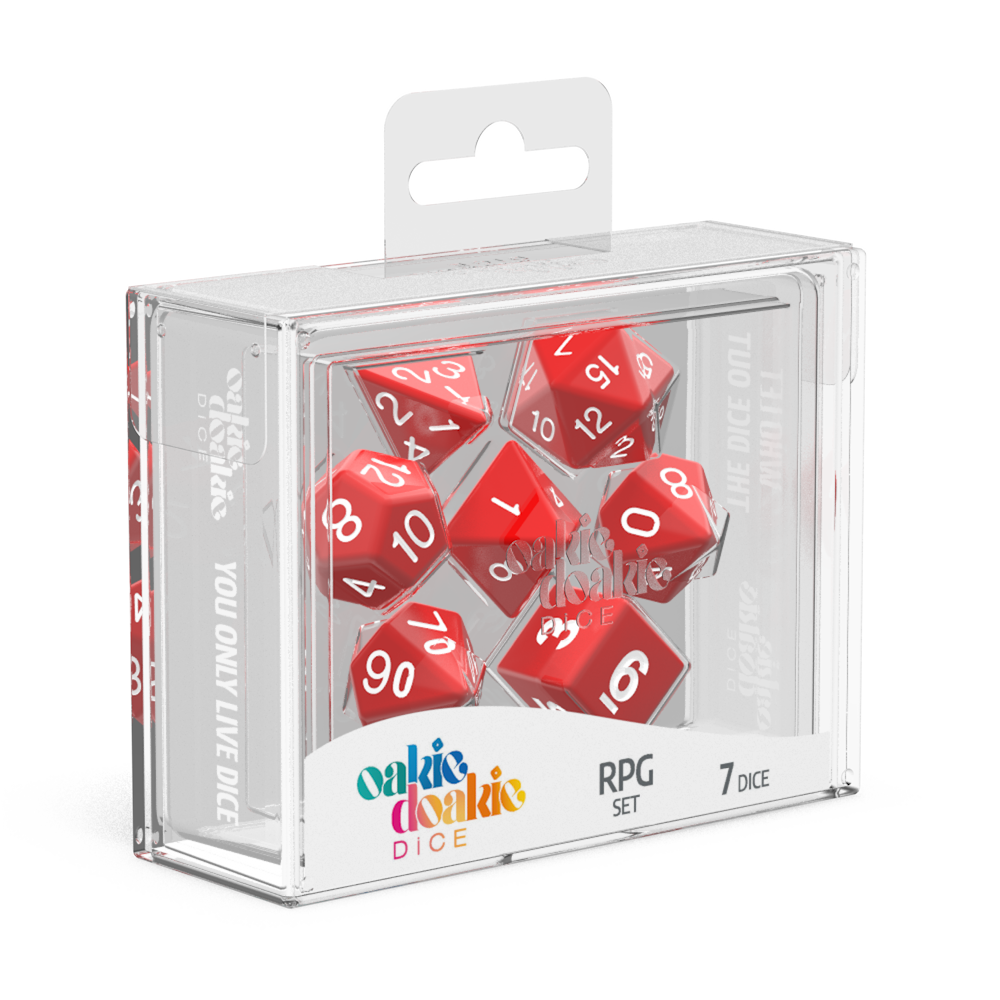 Oakie Doakie Dice RPG Set Solid - Red (7) - Ozzie Collectables