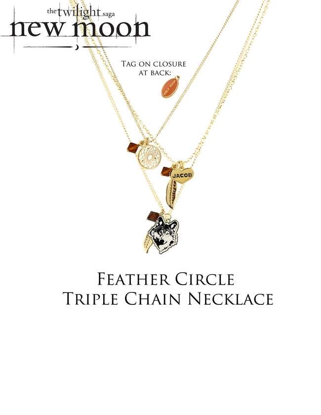 The Twilight Saga: New Moon - Jewellery Necklace Trip Chn Feather Cir - Ozzie Collectables