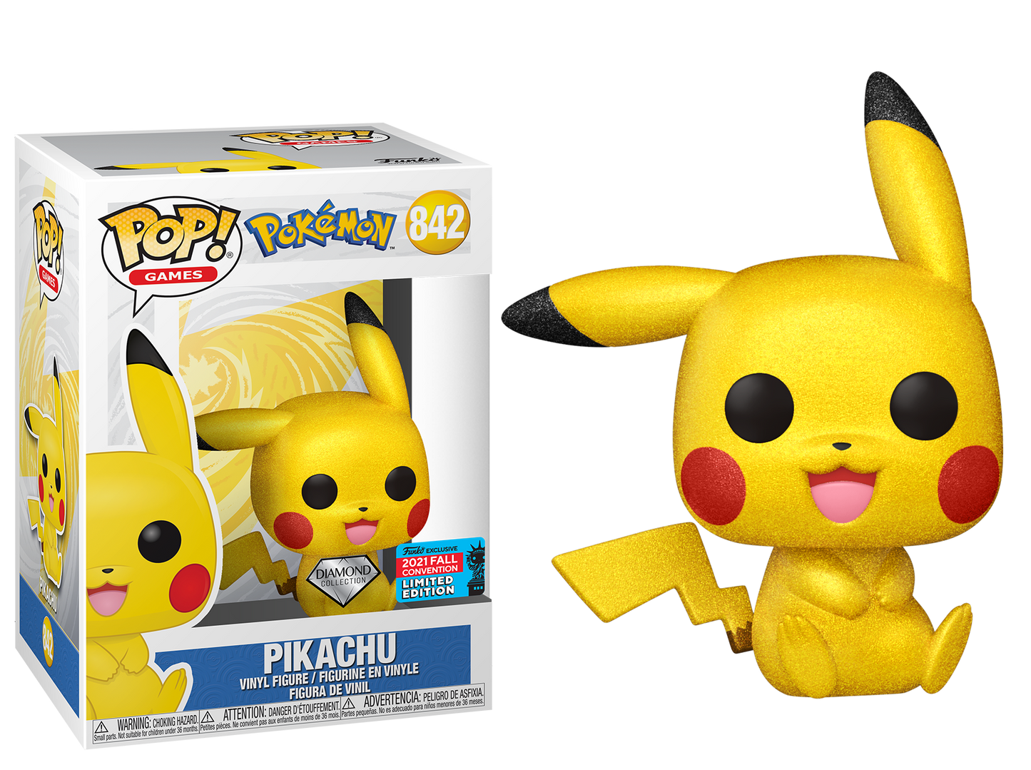 Pokemon - Pikachu Sitting Diamond Glitter 2021 Festival of Fun Fall Convention Exclusive Pop! Vinyl #842