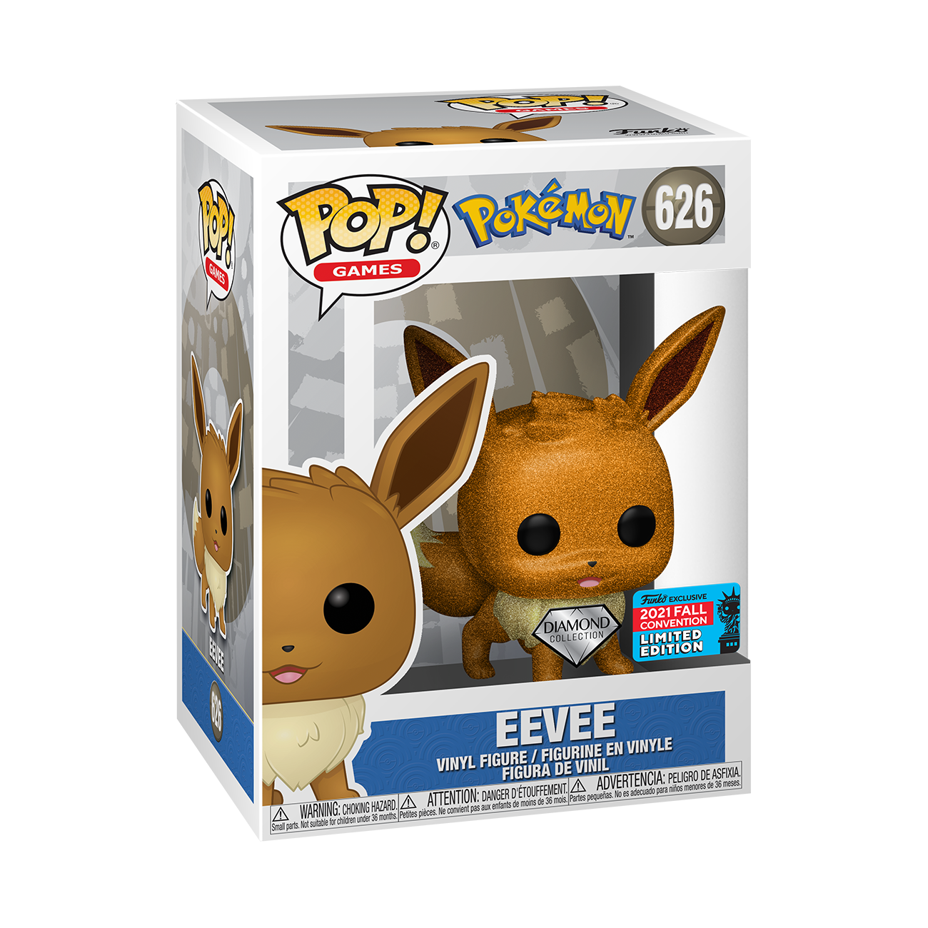 Pokemon - Eevee Diamond Glitter 2021  NYCC Fall Convention Exclusive Pop! Vinyl #626