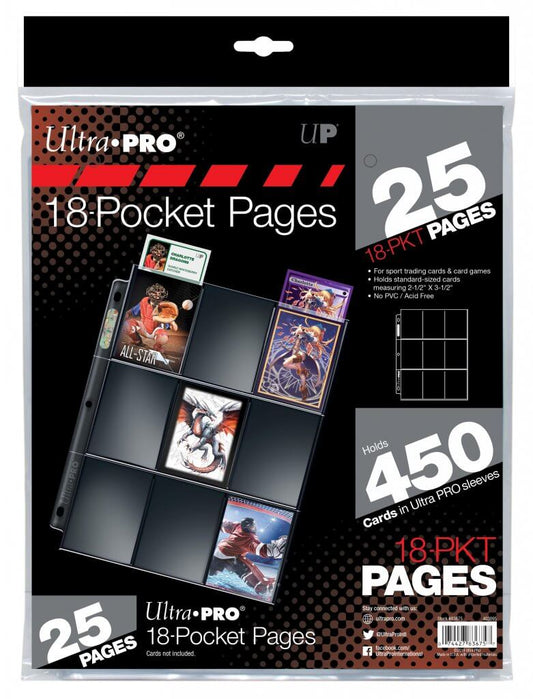 ULTRA PRO Page - 18PKT Silver Series Page (Holds 2.5" x 3.5" cards) (PK25)