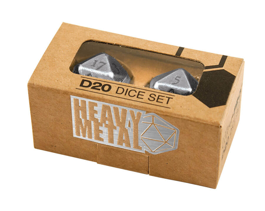 ULTRA PRO GAMING ACCESSORIES -Heavy Metal D20 2-Dice Set - Chrome - Ozzie Collectables