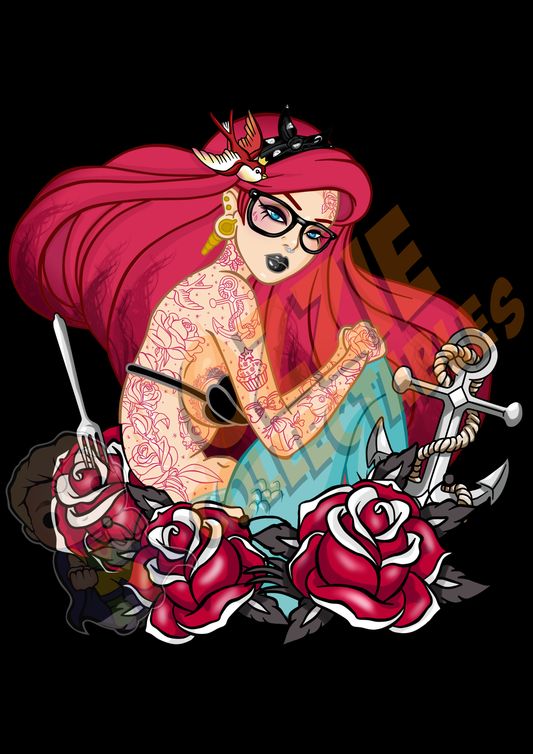 Disney's The Little Mermaid - Ariel with Roses - Rose Demon Art Print Poster