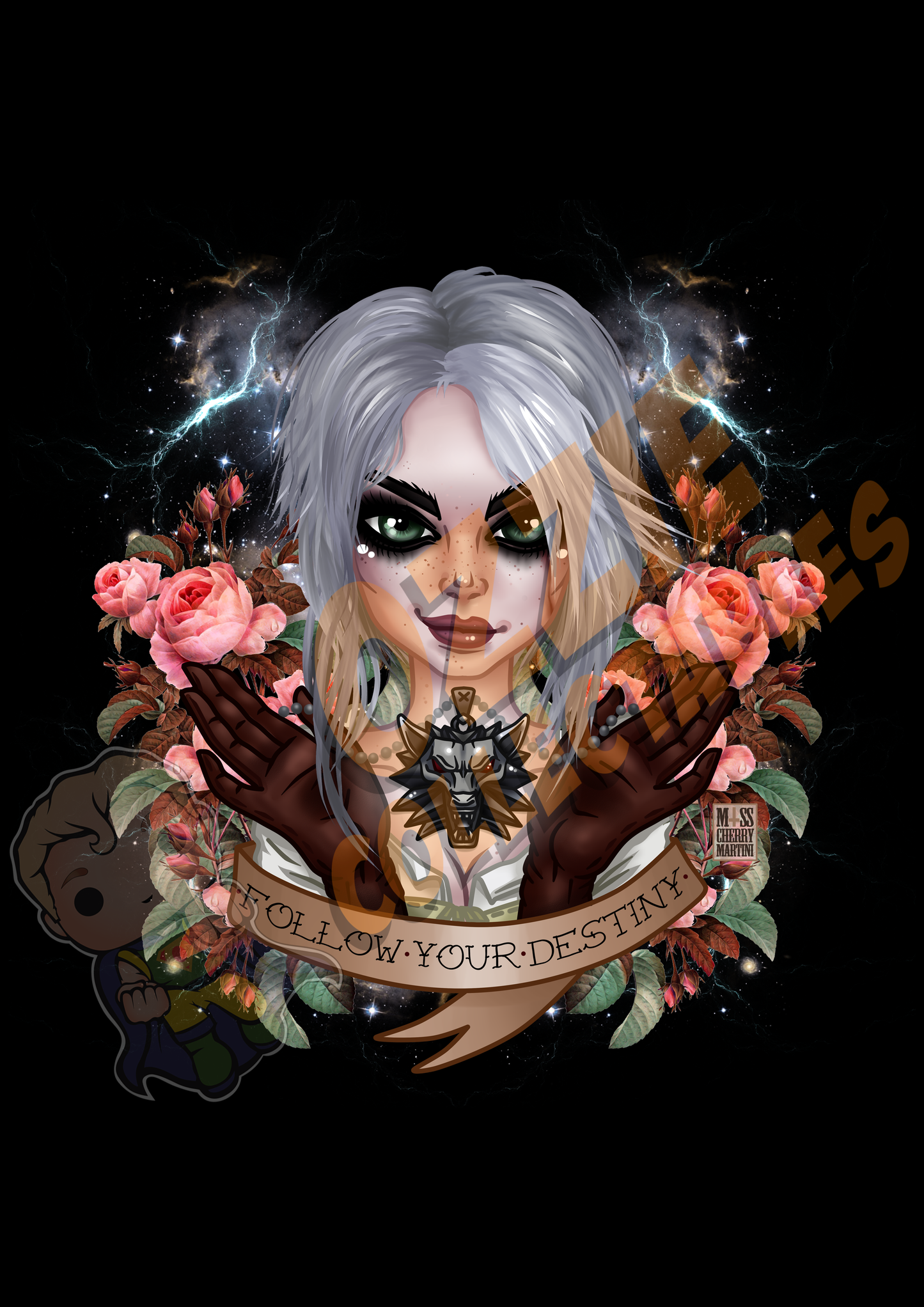 The Witcher - Ciri Follow Your Destiny - Rose Demon Art Print Poster