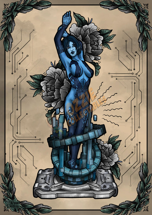 Cortana Halo Fanart Print By Rose Demon - RoseDemon Art Print Poster