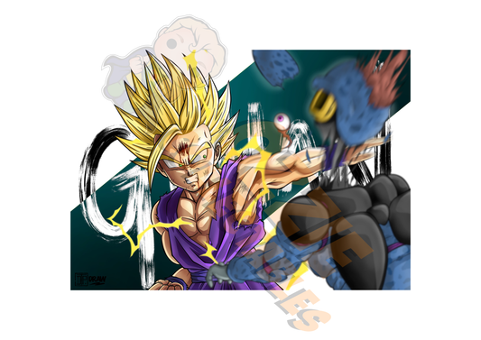 Dragon Ball Z - Super Saiyan Gohan - Darren Tee Pei Art Print Poster