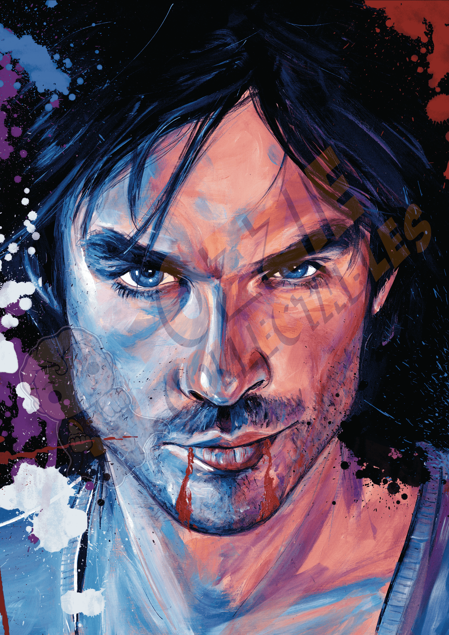 The Vampire Diaries - Damon - Killustrate Art Print Poster