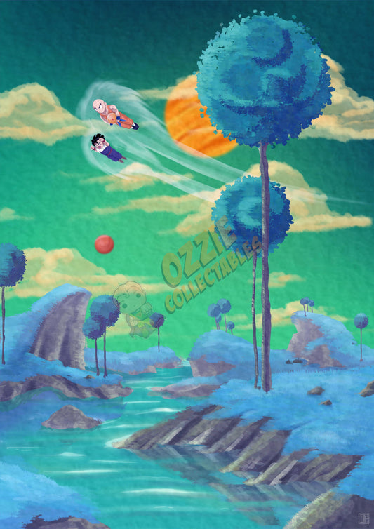 Dragon Ball Z - Namek Lanscape - Darren Tee Pei Art Print Poster