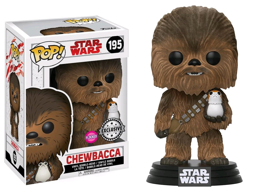 Chewbacca with Porg - Star Wars Flocked Pop! Vinyl #195
