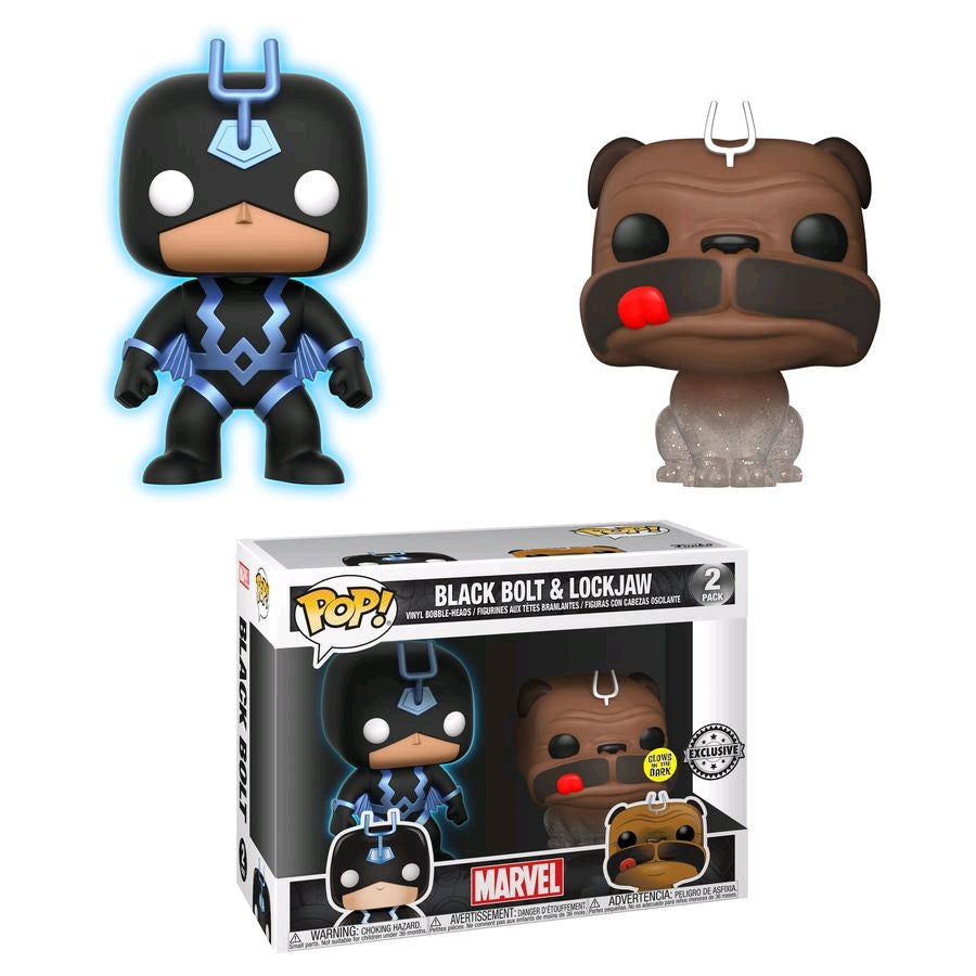 Inhumans - Black Bolt Glow & Lockjaw Phasing US Exclusive Pop! Vinyl 2-pack - Ozzie Collectables