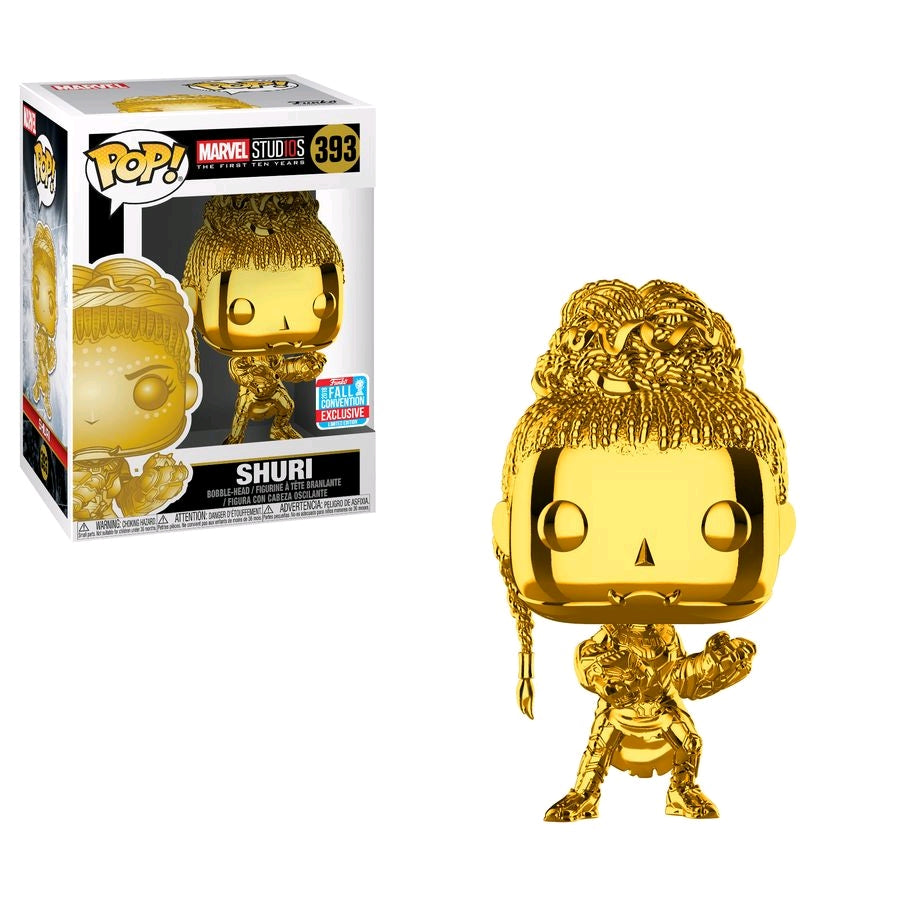 Marvel Studios 10th Anniversary - Shuri Gold Chrome Pop! Vinyl 2018 New York Fall Convention Exclusive - Ozzie Collectables