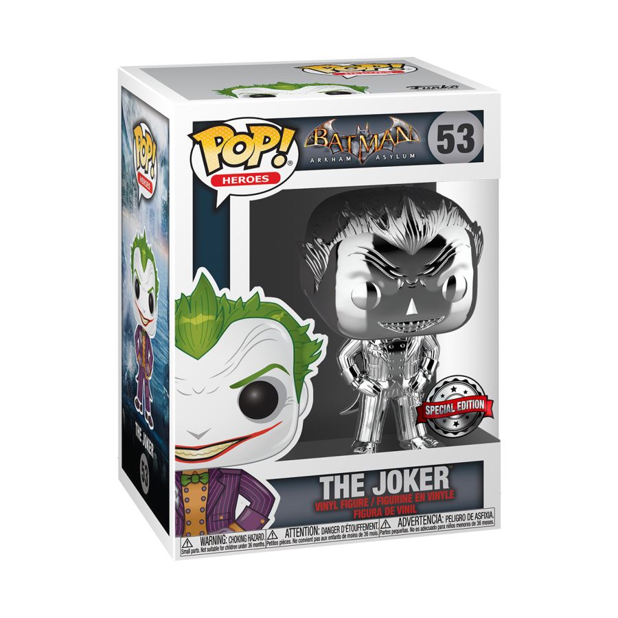 Batman: Arkham Asylum - The Joker Silver Chrome US Exclusive Pop! Vinyl - Ozzie Collectables
