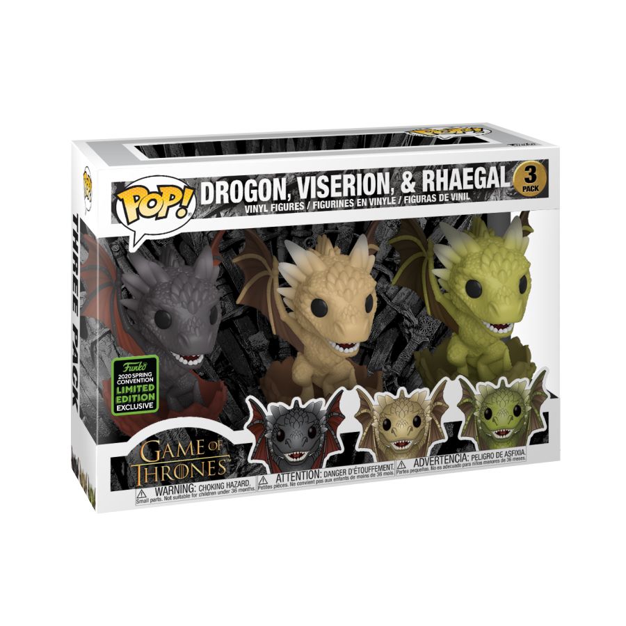 Game of Thrones - Drogon, Rhaegal and Viserion in Eggs ECCC 2020 Exclusive 3-pack Pop! Vinyl - Ozzie Collectables