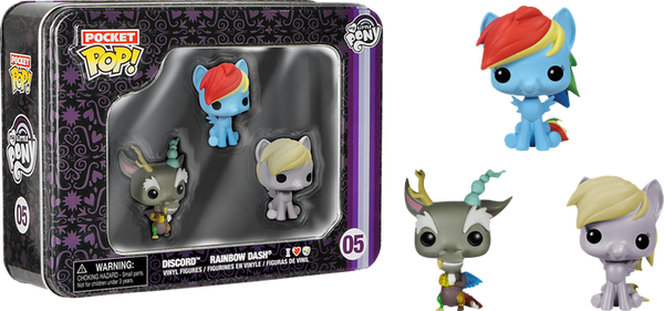 My Little Pony Discord Rainbow Dash Derpy Pocket Pop 3 Pack Tin FUN4800 Ozzie Collectables
