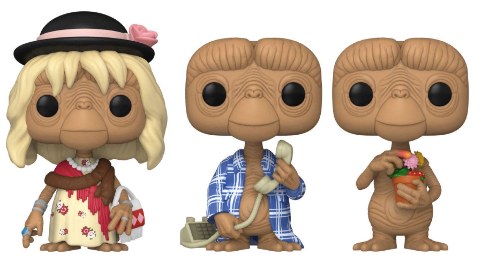 E.T. the Extra-Terrestrial - E.T. in Disguise, in Robe & with Flowers US Exclusive Pop! 3-Pack [