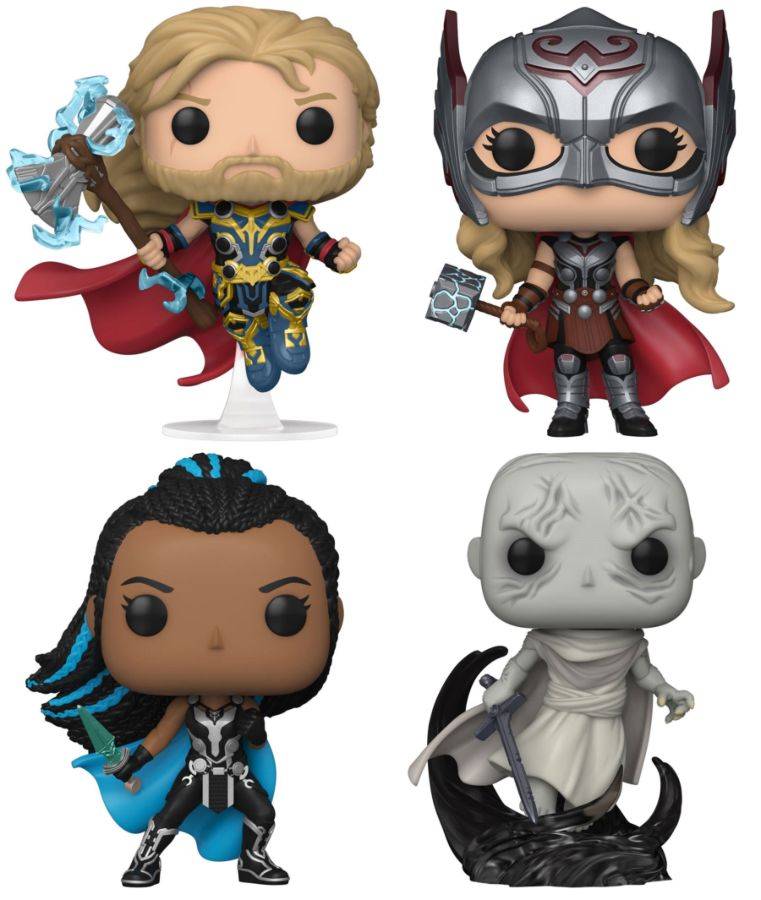Thor 4: Love and Thunder - Thor, Mighty Thor, Valkyrie & Gorr US Exclusive Pop! 4-Pack