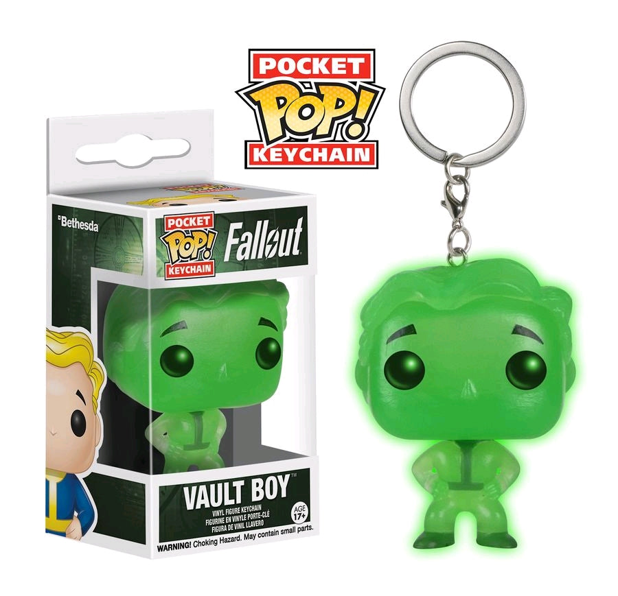 Fallout - Vault Boy Green Glow in the Dark US Exclusive Pocket Pop! Keychain - Ozzie Collectables