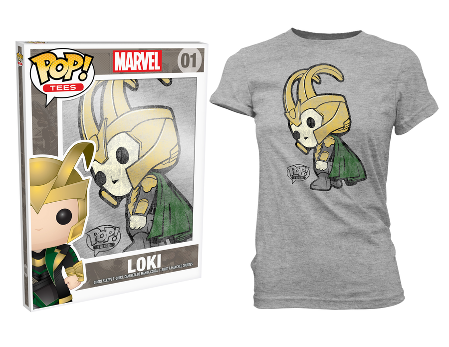 Thor - Loki Pop! T-Shirt Womens Grey L - Ozzie Collectables