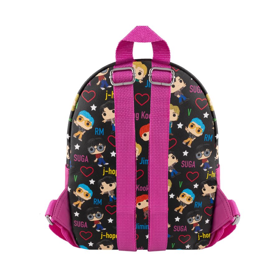 BTS - Band with Hearts All Over Print Mini Backpack