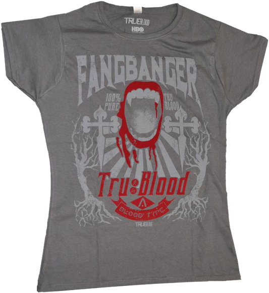 True Blood - Fangbanger Flocked Female T-Shirt XL - Ozzie Collectables