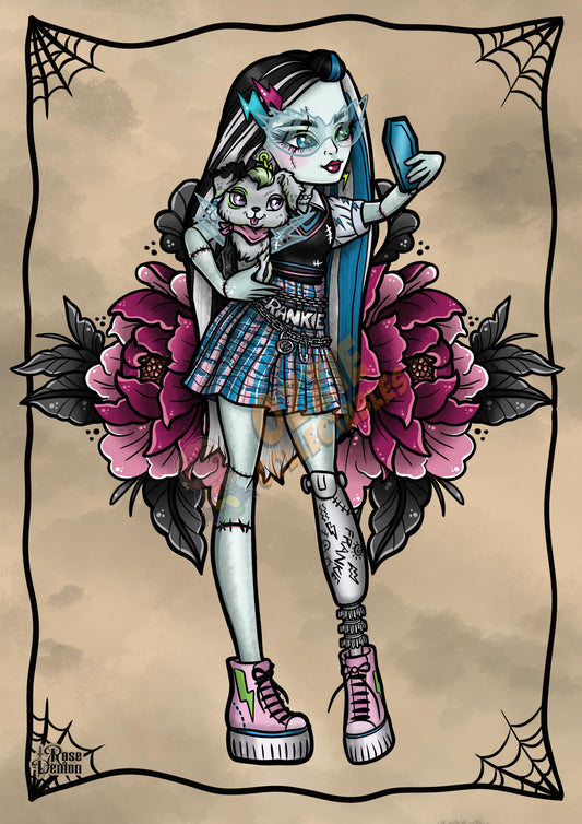 Frankie Stein MonsterHigh Fan Art By Rose Demon - RoseDemon Art Print Poster