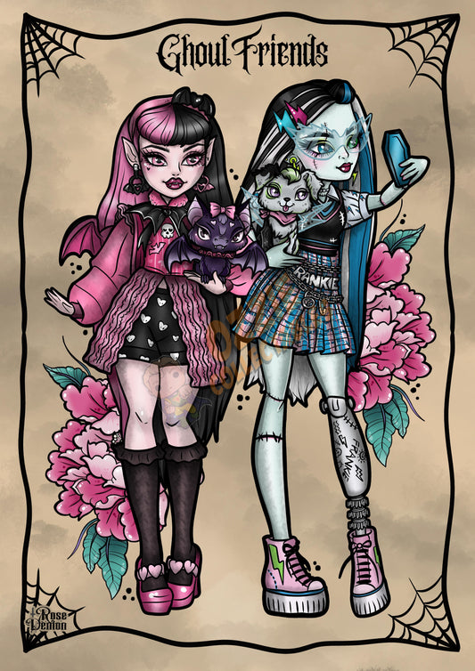 Ghoul Friends Monster High Fan Art Print By Rose Demon - RoseDemon Art Print Poster