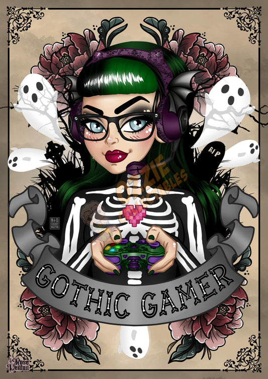 Gothic Gamer By Rose Demon - RoseDemon Art Print Poster