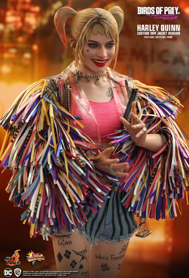 Birds of Prey - Harley Quinn Caution Tape Jacket 1:6 Scale 12" Action Figure - Ozzie Collectables