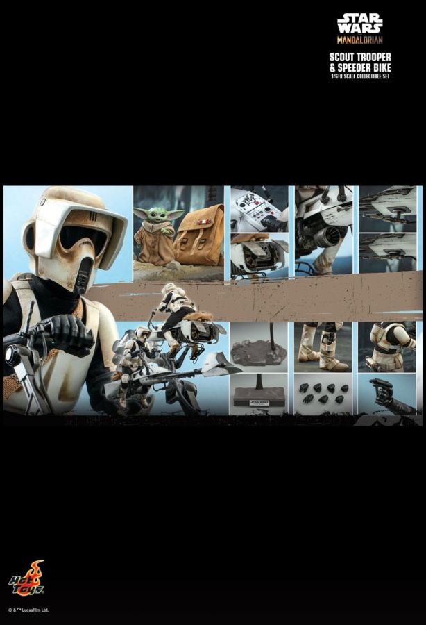 Star Wars: The Mandalorian - Scout Trooper & Speeder Bike 1:6 Scale Action Figure Set - Ozzie Collectables