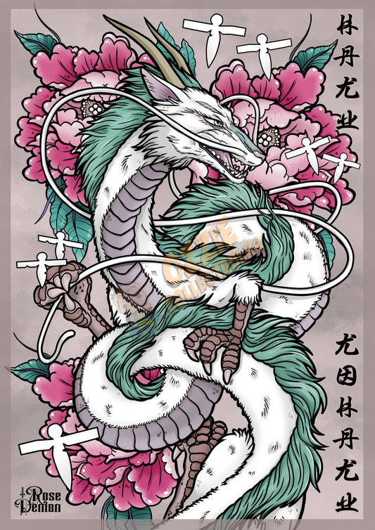 Haku SPirited Away Fan Art Print By Rose Demon - RoseDemon Art Print Poster