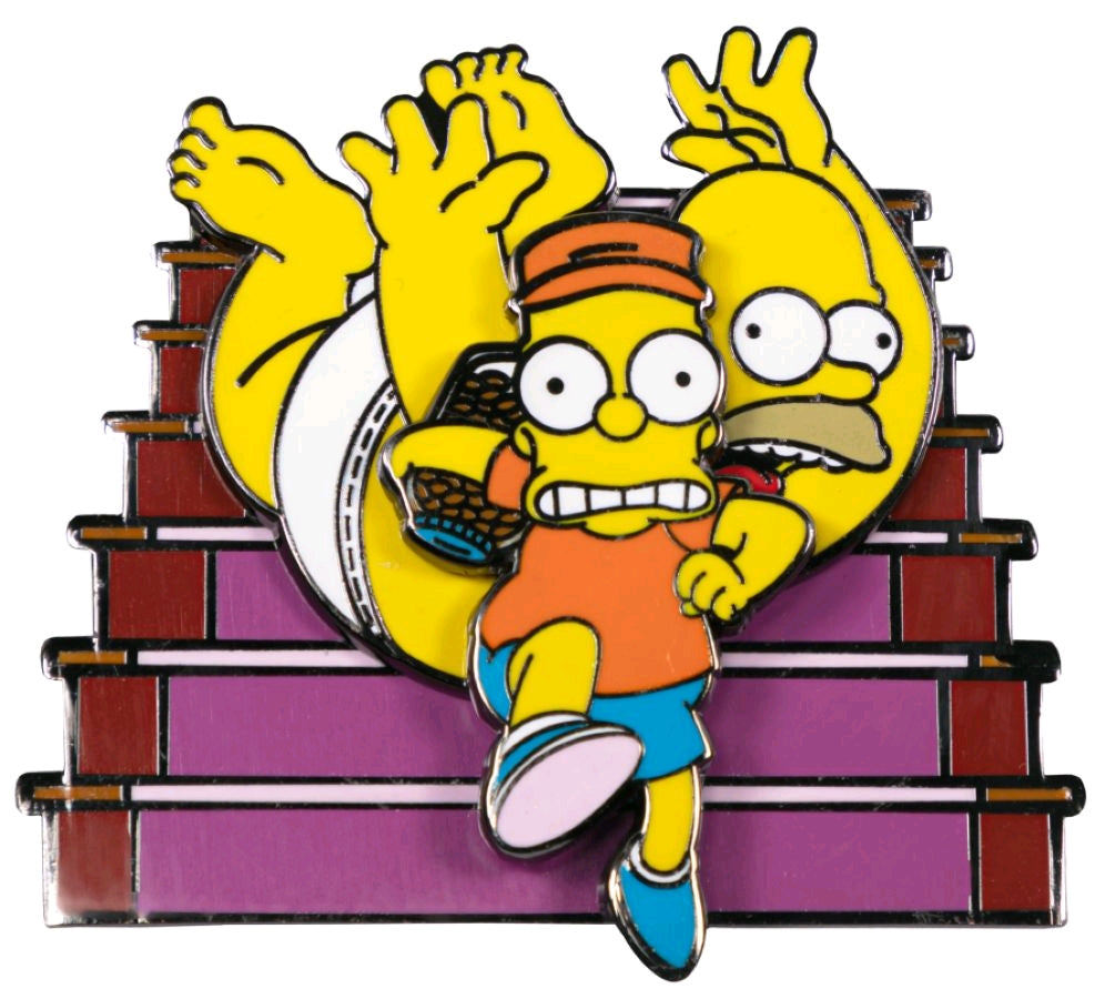 The Simpsons - Bart Raiding Homer's Change Jar Spinning Enamel Pin - Ozzie Collectables
